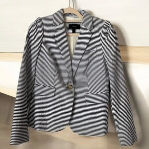 J Crew crisp blue and white stripe blazer